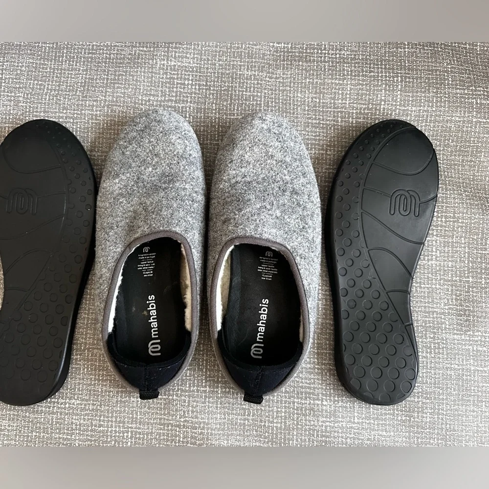 Mahabis Classic Larvik Felt Slippers EU 40 Gray Black Wool Indoor Outdoor Shoes